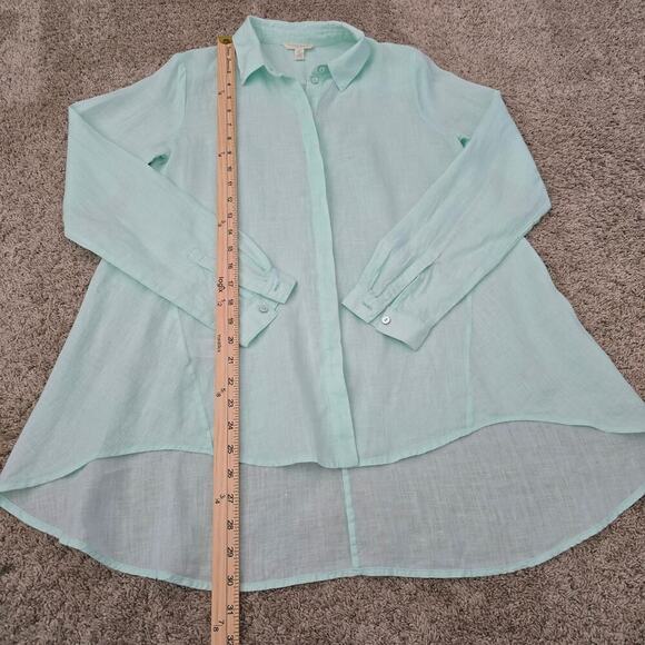 Eileen Fisher Organic Linen Tunic Top Sz S Green Minimalist Lagenlook Coastal - Picture 7 of 9